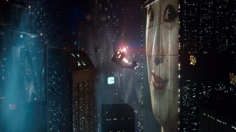 Blade Runner cyberpunk city movie backdrop