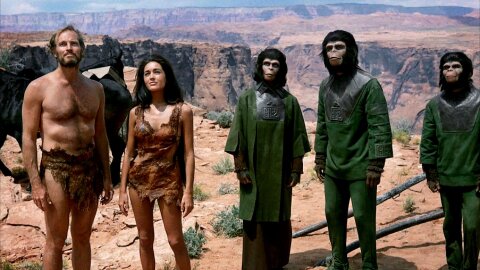 Humans enslaved by apes Planet of the Apes movie backdrop