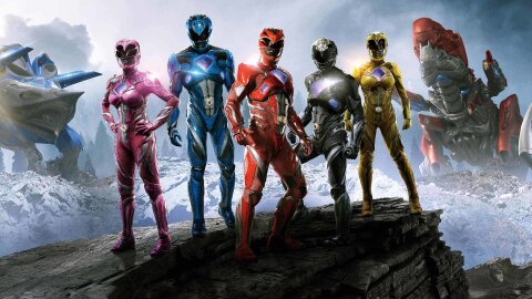 2017 Power Ranger people standing and looking cool on like, a rock
