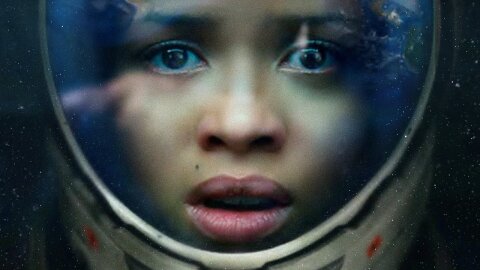 A worried person in a space helmet, Cloverfield Paradox movie backdrop