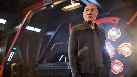 Picard looking really dapper and heroic on a space ship