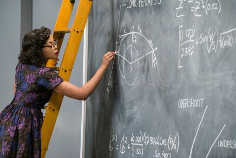 Woman mathing on the blackboard