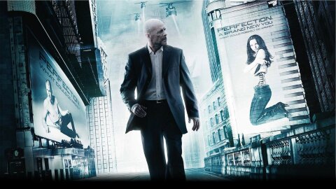 Surrogates Bruce Willis city walk backdrop