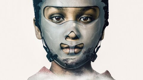 Young girl with a Hannibal Lecter mask
